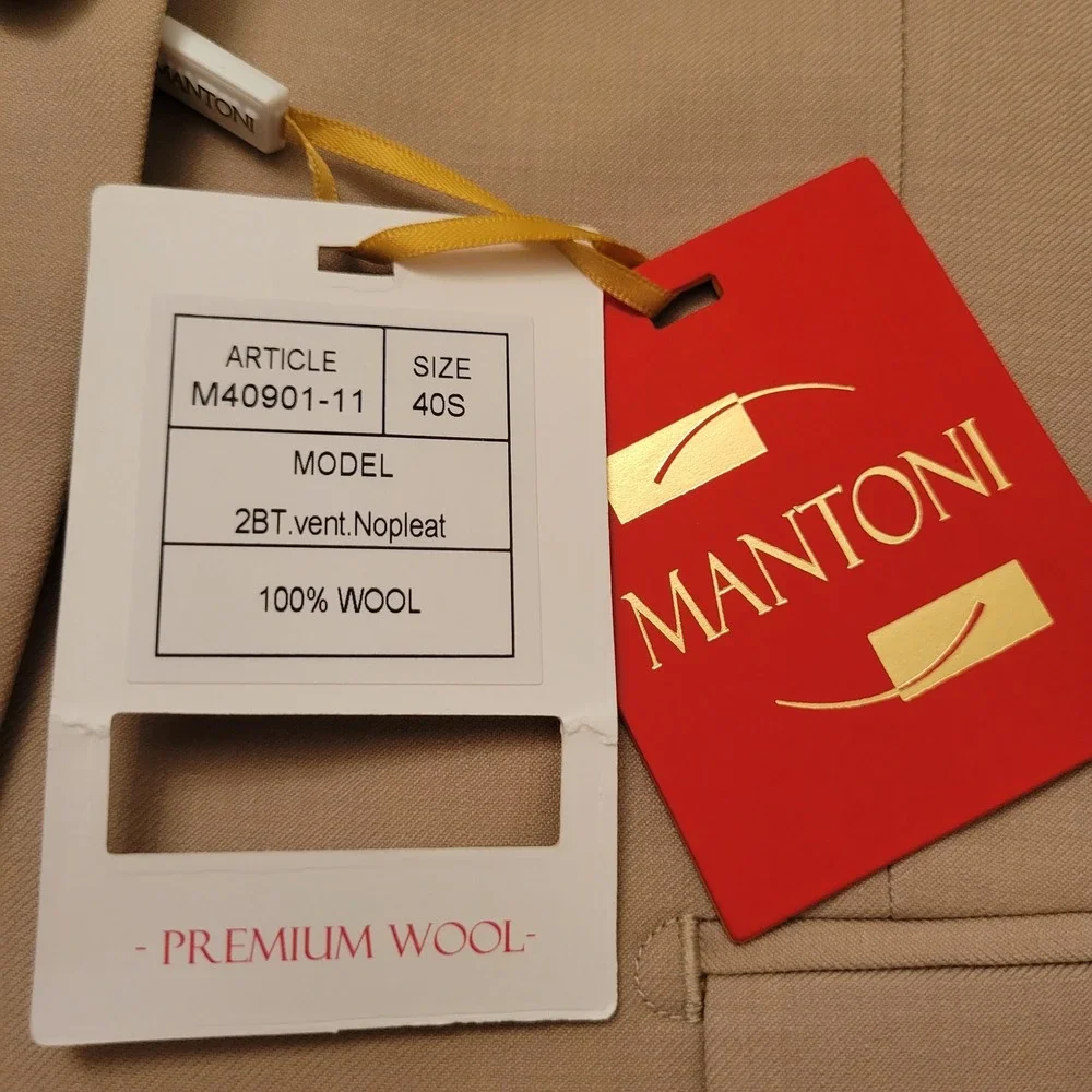 Mantoni 40S Blazer Tan Wool 2 Button Academia Preppy Unstructured Professional